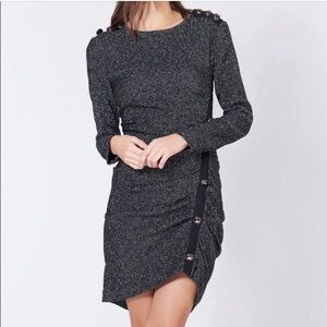 VERONICA BEARD Silver Ruched Ira Metallic Dress NWOT Size 8